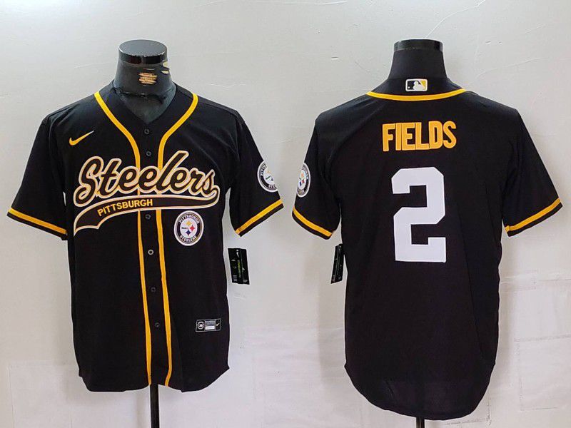 Men Pittsburgh Steelers #2 Fields Black Joint Name 2024 Nike Limited NFL Jersey style 3->pittsburgh steelers->NFL Jersey
